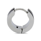 Huggie Hoop Stainless Steel Earrings with Black Stripes Design