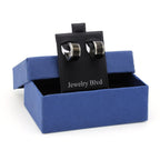 Huggie Hoop Stainless Steel Earrings with Black Stripes Design