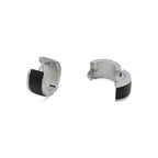 Huggie Hoop Stainless Steel Earrings with Black Stripes Design