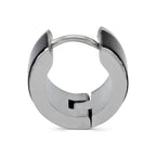 Huggie Hoop Stainless Steel Earrings with Black Stripes Design