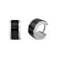 Huggie Hoop Stainless Steel Earrings with Black Stripes Design
