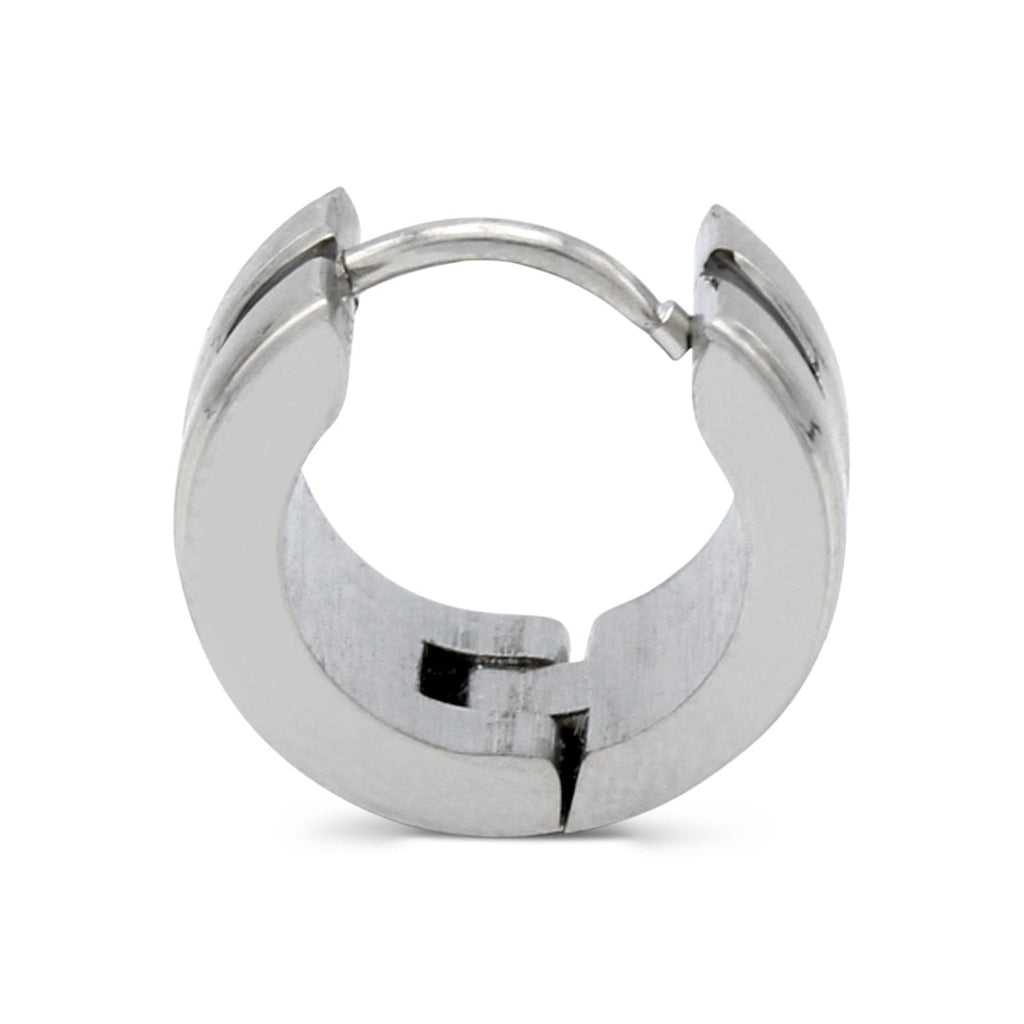 Wide Huggie Hoop Stainless Steel Earrings