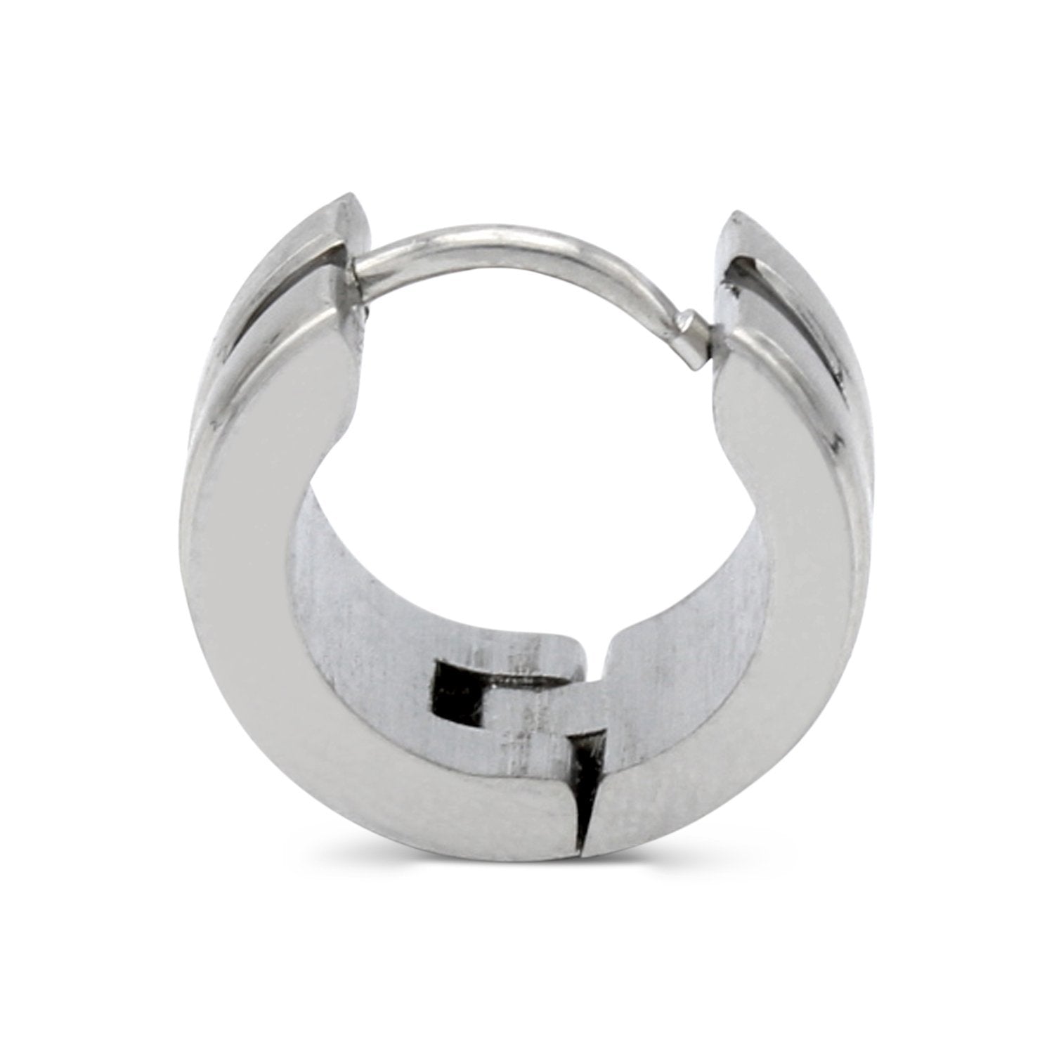 Wide Huggie Hoop Stainless Steel Earrings