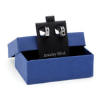 Huggie Hoop Stainless Steel Earrings with Black Design