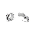 Huggie Hoop Stainless Steel Earrings with Black Stripes Design