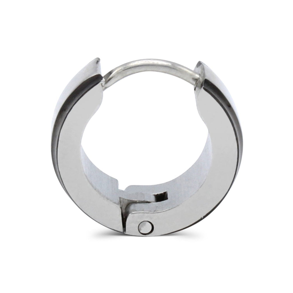 Huggie Hoop Stainless Steel Earrings with Black Stripes Design