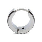 Huggie Hoop Stainless Steel Earrings with Black Stripes Design