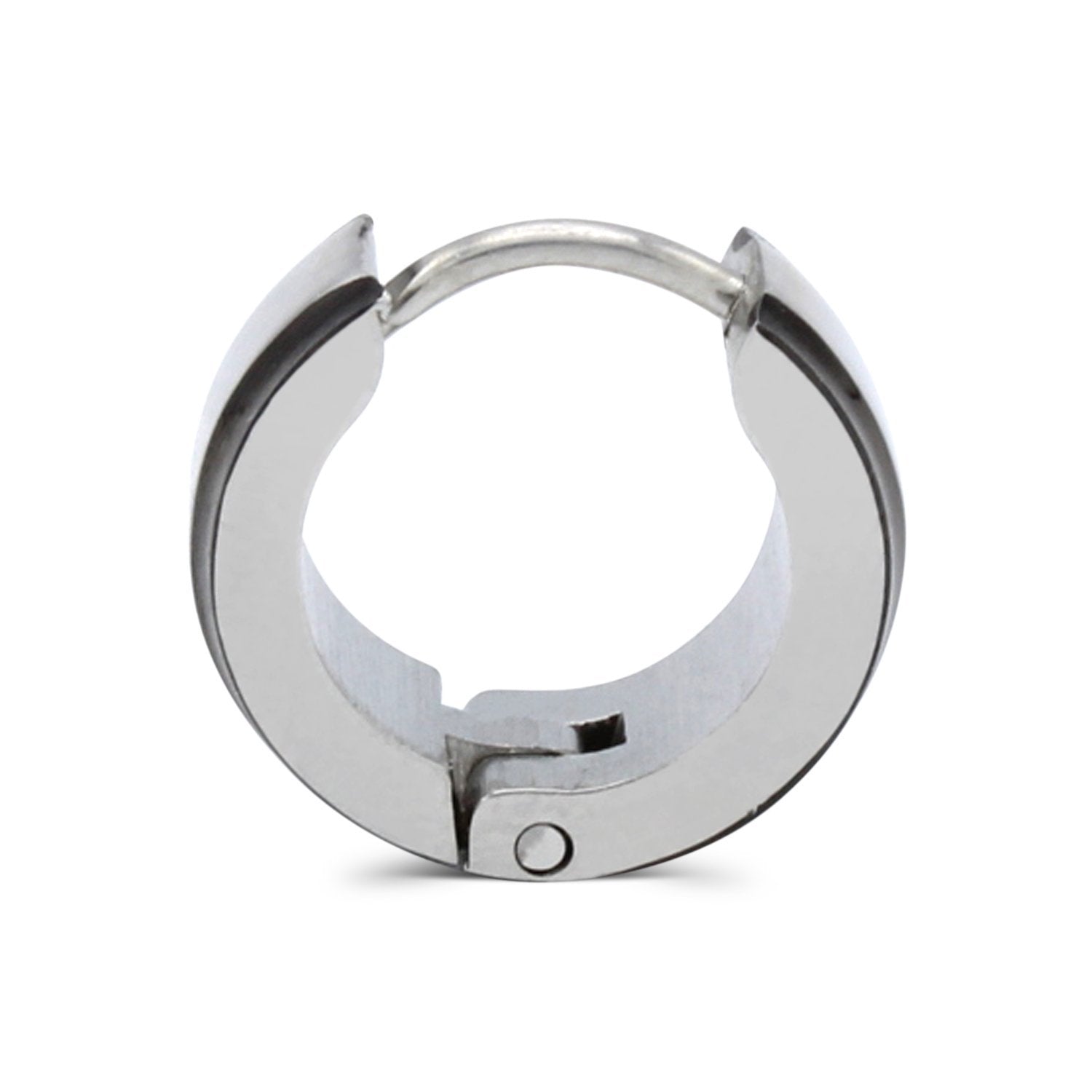 Huggie Hoop Stainless Steel Earrings with Black Stripes Design