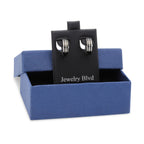 Narrow Striped Huggie Hoop Stainless Steel Earrings