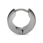 Narrow Striped Huggie Hoop Stainless Steel Earrings