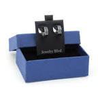 Huggie Hoop Stainless Steel Earrings with Black Design