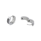 Huggie Hoop Stainless Steel Earrings with Black Design