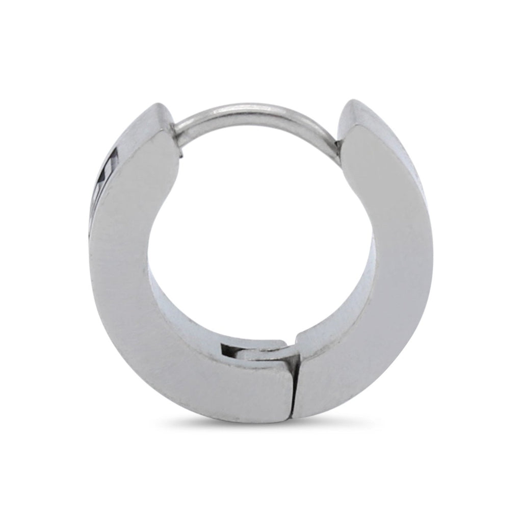 Huggie Hoop Stainless Steel Earrings with Black Design