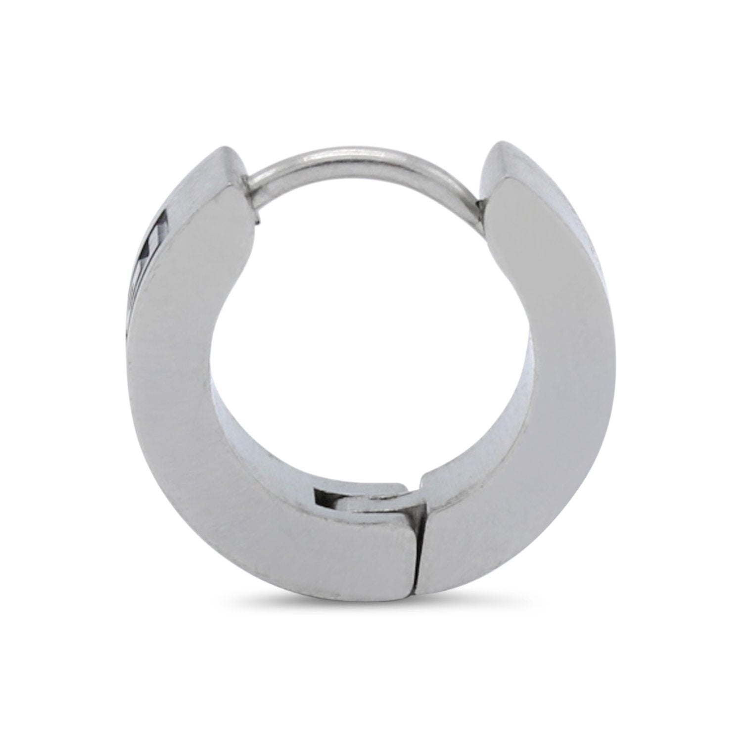 Huggie Hoop Stainless Steel Earrings with Black Design