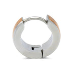 Huggie Hoop Stainless Steel Earrings with Rose Gold Stripes