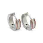 Huggie Hoop Stainless Steel Earrings with Rose Gold Stripes