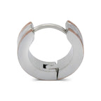 Huggie Hoop Stainless Steel Earrings with Rose Gold Stripes