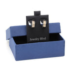 Narrow Striped Huggie Hoop Stainless Steel Earrings