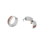 Huggie Hoop  Stainless Steel Earrings with Deep Rose Gold Stripes