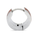 Huggie Hoop  Stainless Steel Earrings with Deep Rose Gold Stripes