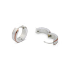 Huggie Hoop  Stainless Steel Earrings with Deep Rose Gold Stripes