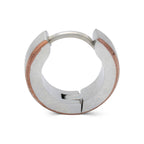 Huggie Hoop  Stainless Steel Earrings with Deep Rose Gold Stripes