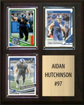 Aidan Hutchinson Detroit Lions Fan Gift Plaque 8x10 3 Cards Prizm, Donruss, Score 2024 2025 2026