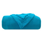 Homvare Luxurious Cotton King Geometric Blanket Throw-All Season for Bed, Sofa, Layering, Snuggling - Turquoise