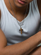 Tiger Eye Cross Pendant Necklace