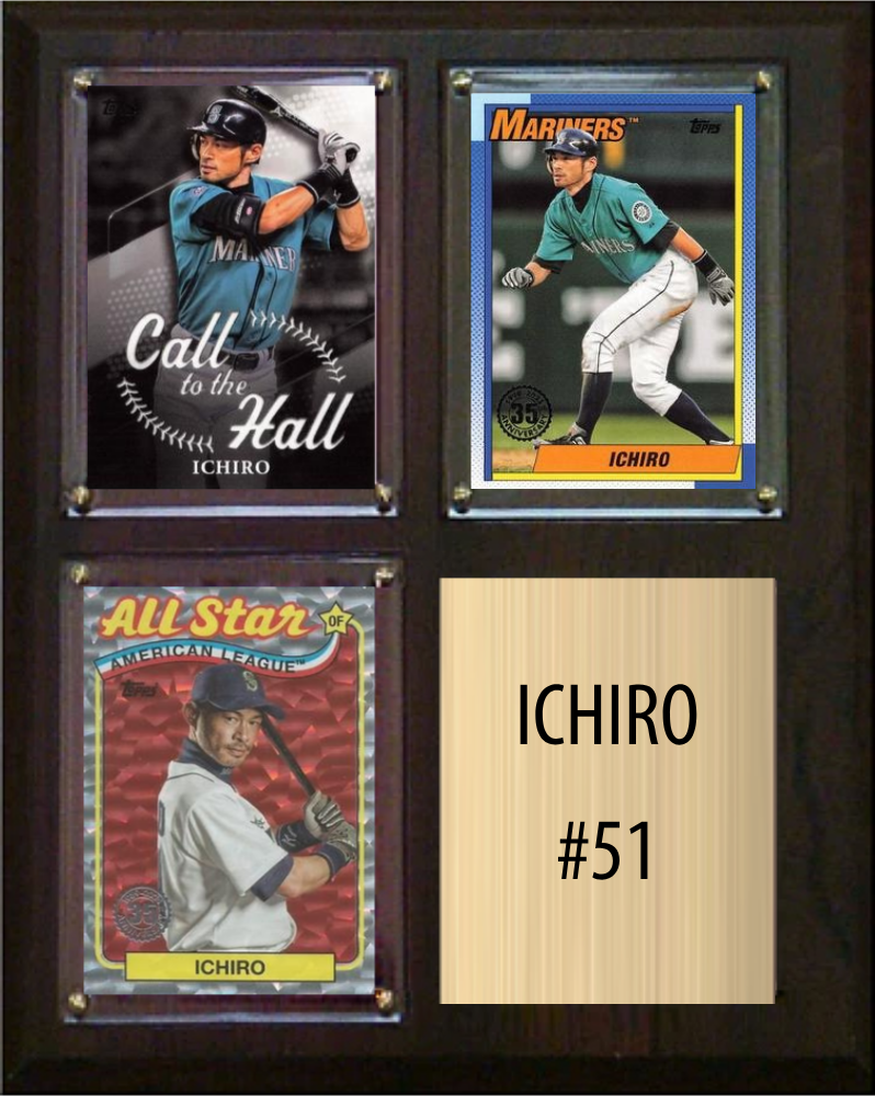 Ichiro #51 3 Card Plaque Topps Bowman 2023 2024 Seattle Mariners