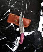 Titan Classico Viola- Raindrop Damascus folding blade/ EDC/ Clip point TF-002