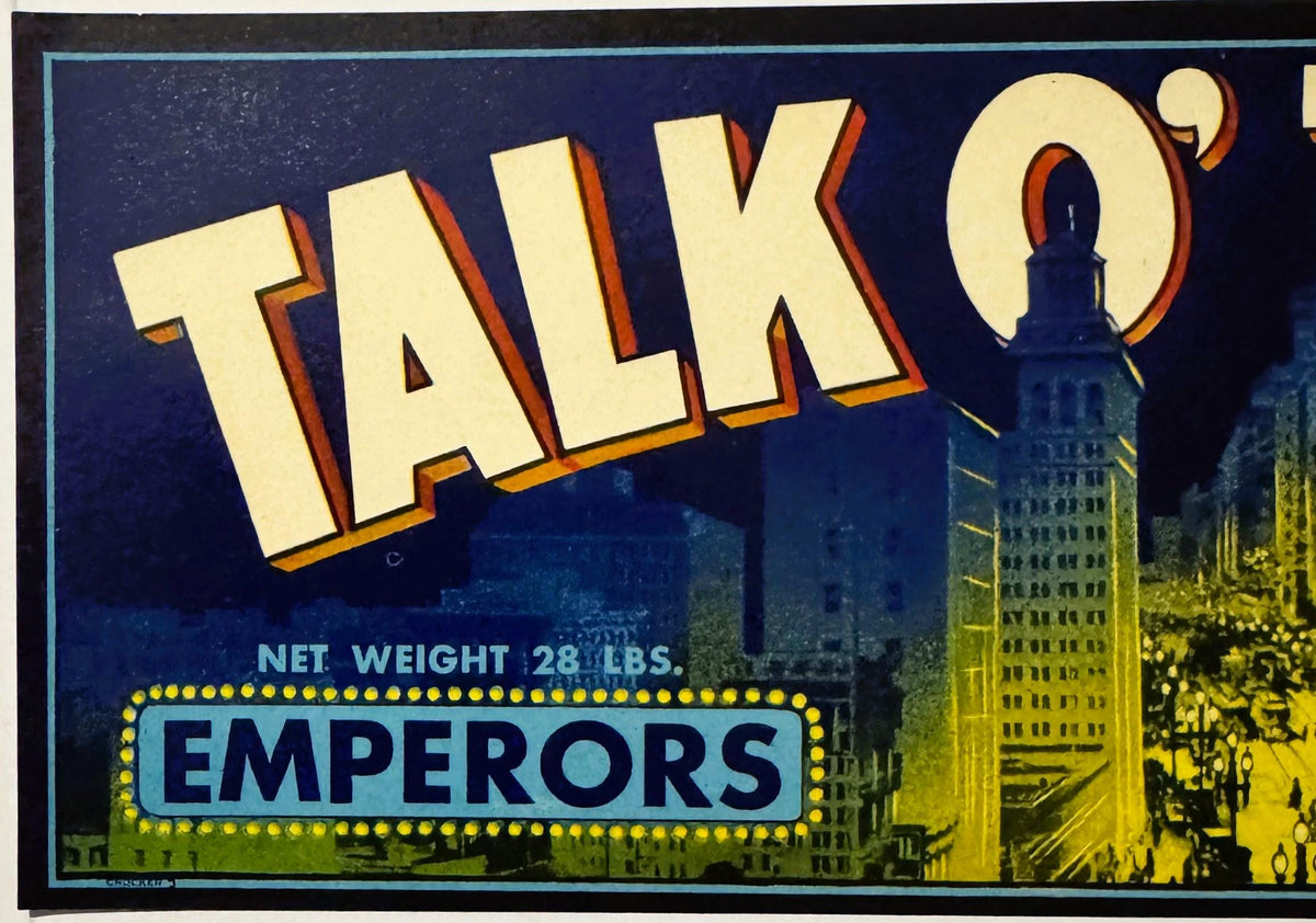 Vintage 1940s Talk O’ The Town Emperor Grapes Crate Label 🍇 from Ivanhoe, California