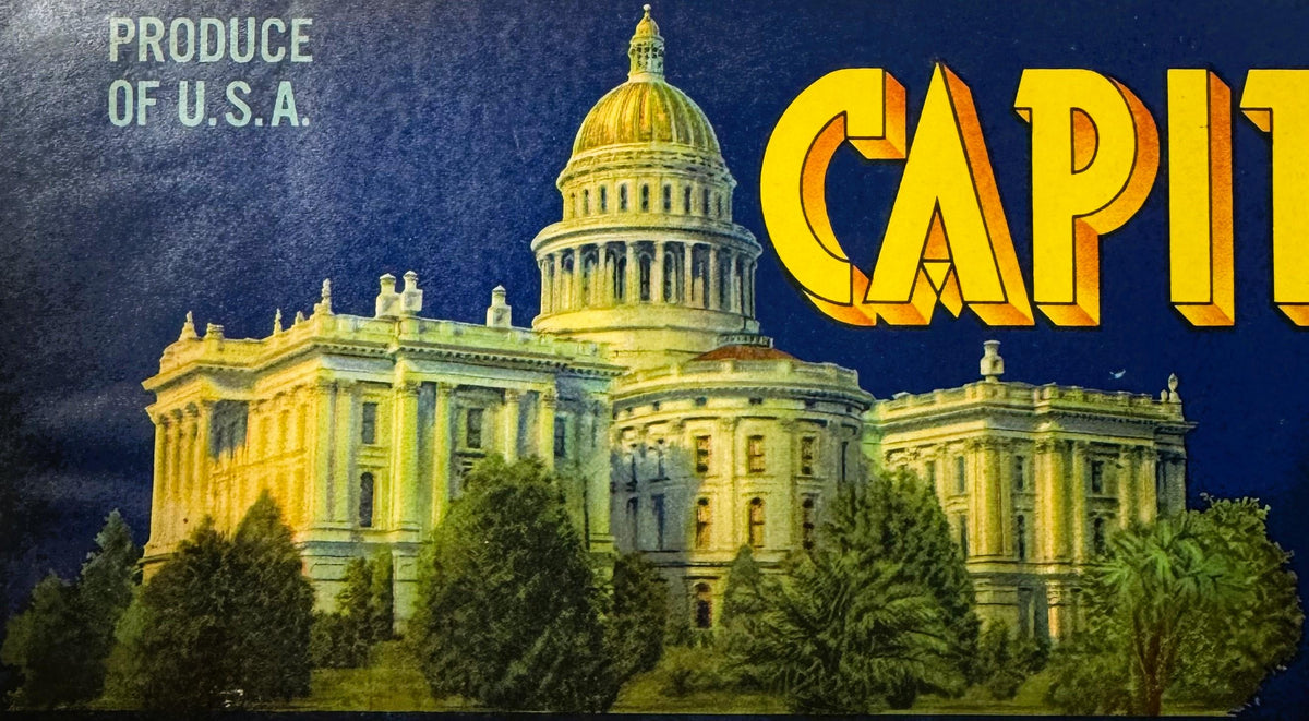 Vintage 1940s Capital Pak Crate Label 🏛️ from Sacramento, California
