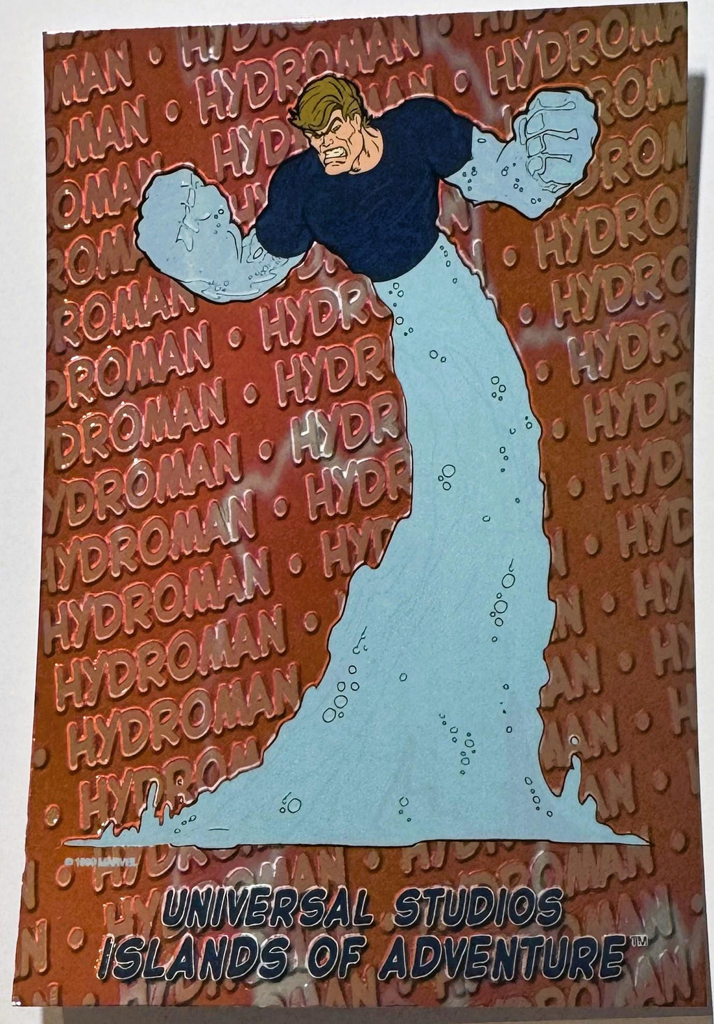 Vintage 1999 Hydroman Marvel Postcard 💧 — NOS Foil Universal Studios Villain Art