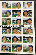 Vintage Susan Rini World Champion 1961 Yankees Uncut Postcard Sheet ⚾ Mantle Maris Historic Limited Editions MLB Licensed Art Wall Display
