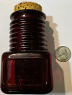 Vintage 1970s Wheaton Ruby Red Apothecary-Style Bottle 🧪 with Cork, Millville New Jersey Glass History
