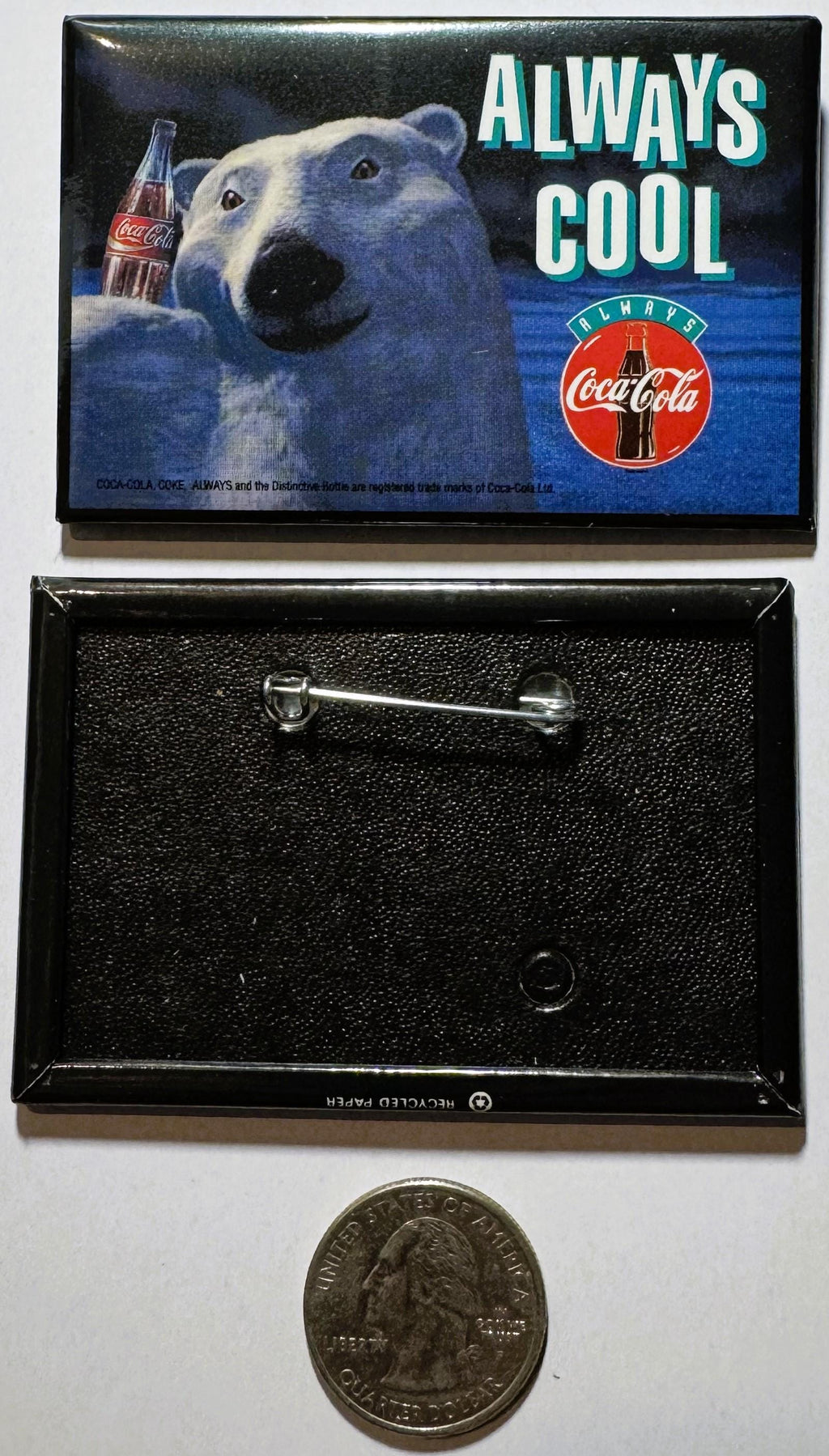 Vintage 1993 Coca Cola Polar Bear Pin 🥤 NOS Always Cool Advertising Button