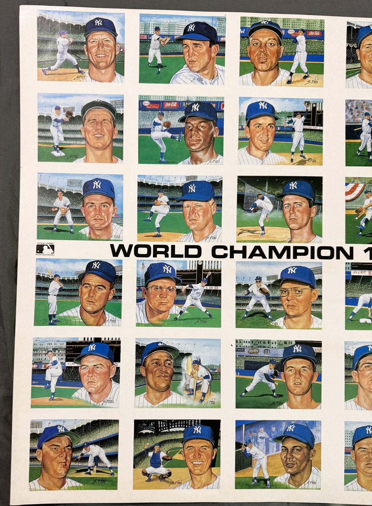 Vintage Susan Rini World Champion 1961 Yankees Uncut Postcard Sheet ⚾ Mantle Maris Historic Limited Editions MLB Licensed Art Wall Display