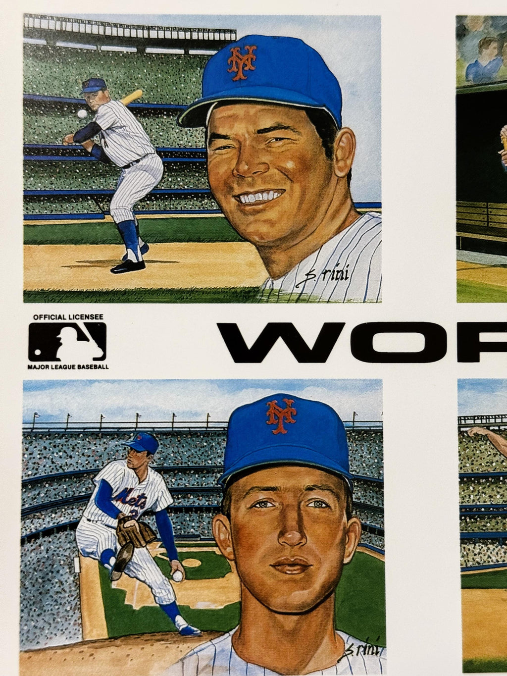 Vintage Susan Rini World Champion 1969 Miracle Mets Uncut Postcard Sheet ⚾ Tom Seaver Nolan Ryan, Historic Limited Editions MLB Licensed Art