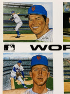 Vintage Susan Rini World Champion 1969 Miracle Mets Uncut Postcard Sheet ⚾ Tom Seaver Nolan Ryan, Historic Limited Editions MLB Licensed Art