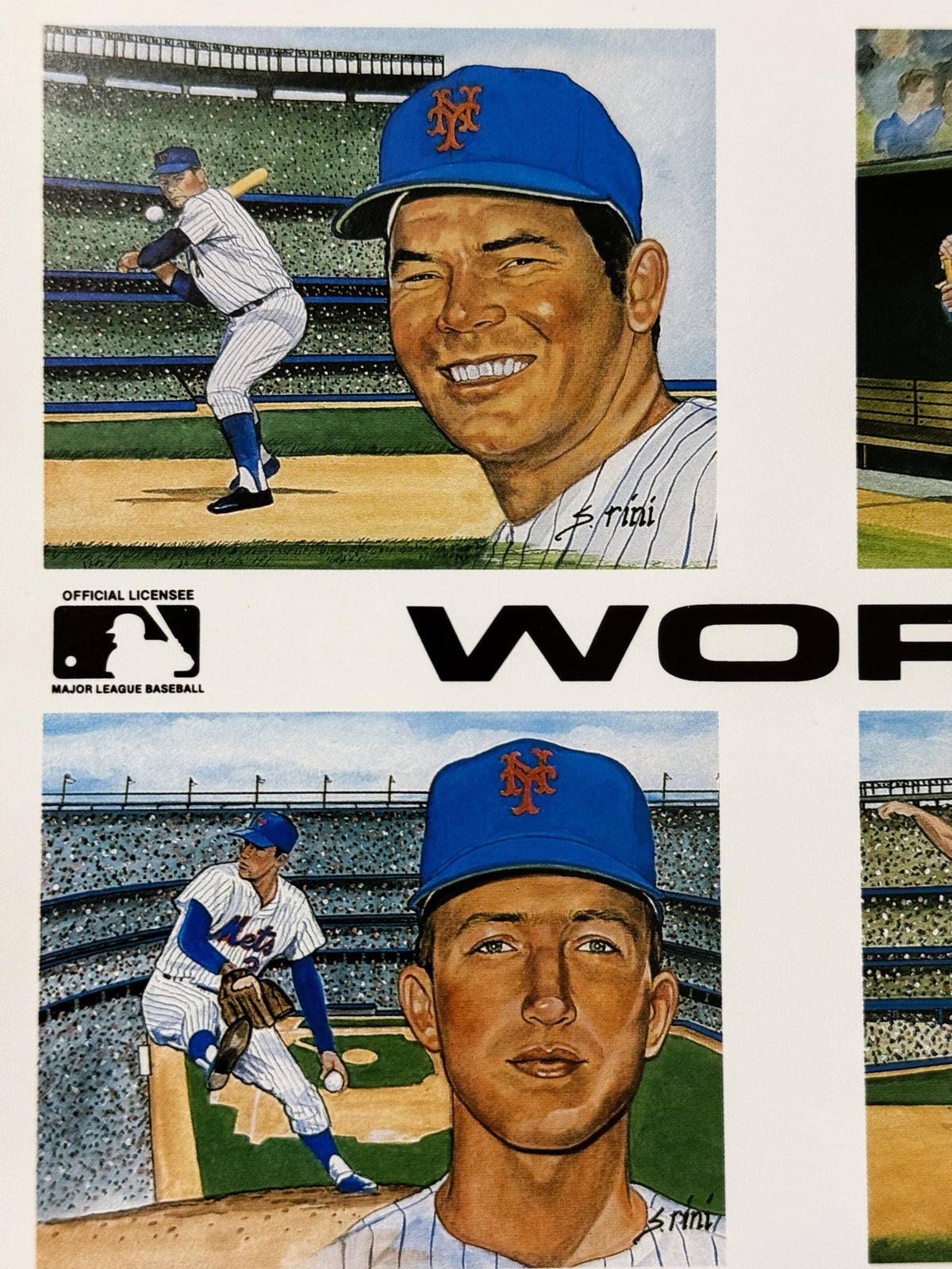 Vintage Susan Rini World Champion 1969 Miracle Mets Uncut Postcard Sheet ⚾ Tom Seaver Nolan Ryan, Historic Limited Editions MLB Licensed Art