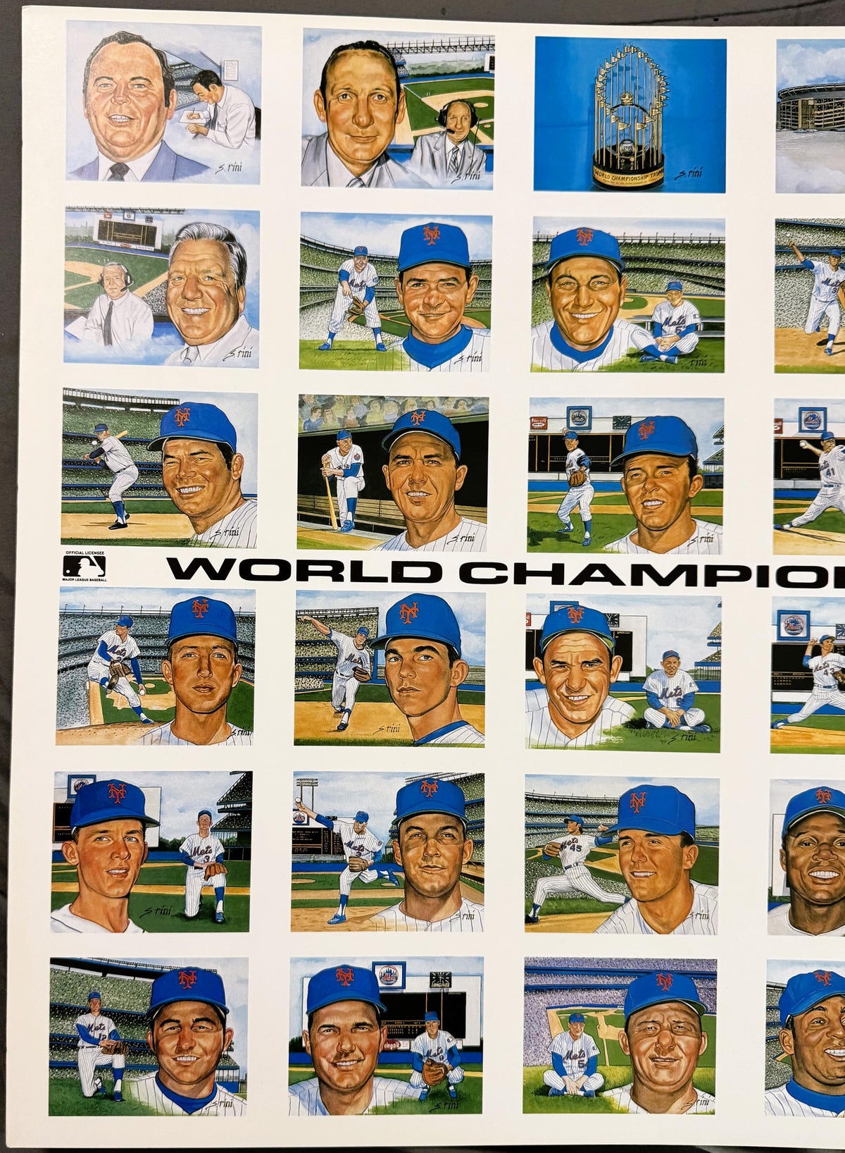 Vintage Susan Rini World Champion 1969 Miracle Mets Uncut Postcard Sheet ⚾ Tom Seaver Nolan Ryan, Historic Limited Editions MLB Licensed Art