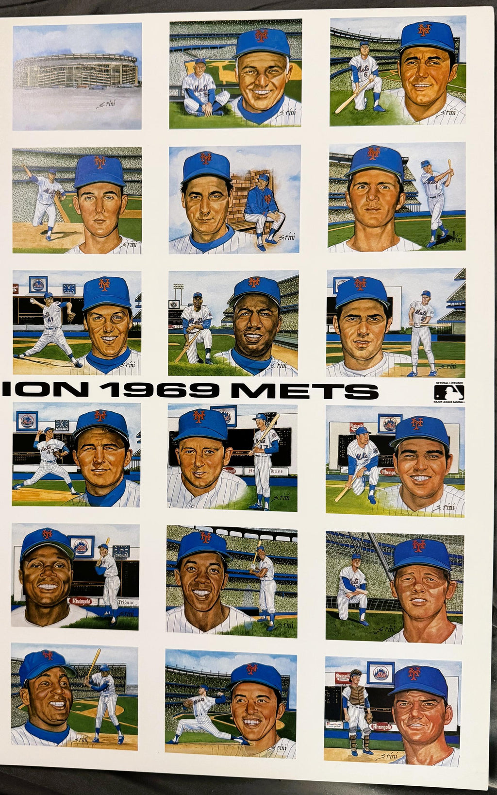 Vintage Susan Rini World Champion 1969 Miracle Mets Uncut Postcard Sheet ⚾ Tom Seaver Nolan Ryan, Historic Limited Editions MLB Licensed Art
