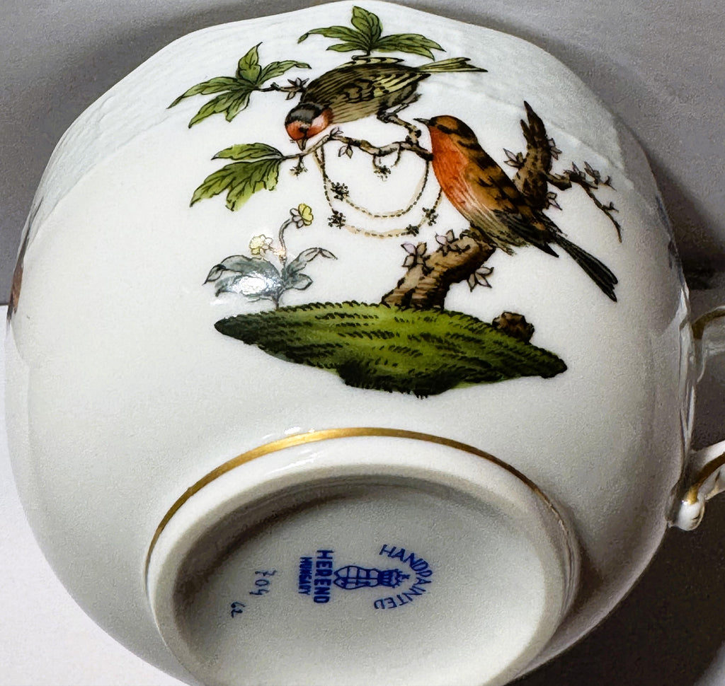 Vintage Herend Rothschild Bird 🐦 Hand Painted Porcelain Teacup, Form 704, Cup Only, Hungary