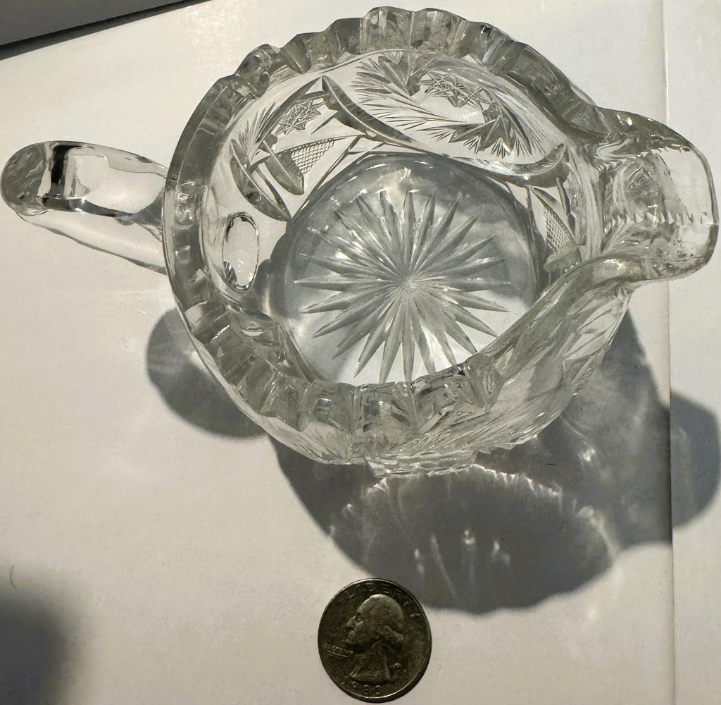 Antique American Brilliant Cut Glass Creamer 📌 Pinwheel & Hobstar, Unsigned ABP, Choice of Two Silhouettes c 1900-1915