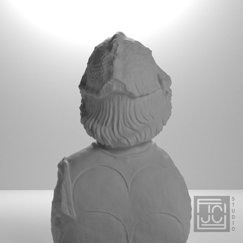 Helmet-clad man and chest harness with relief