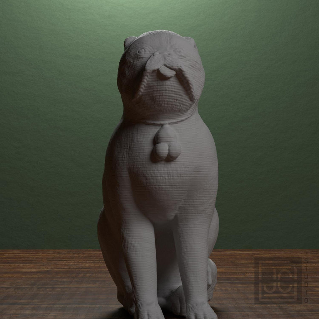 Chinese Porcelain Pug Dog A (One of a Pair)