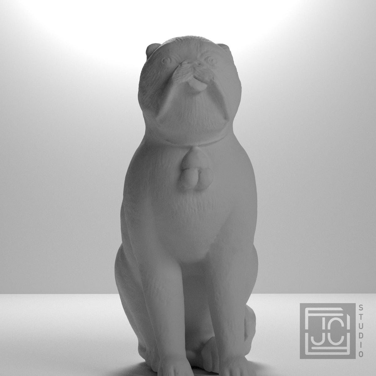 Chinese Porcelain Pug Dog A (One of a Pair)