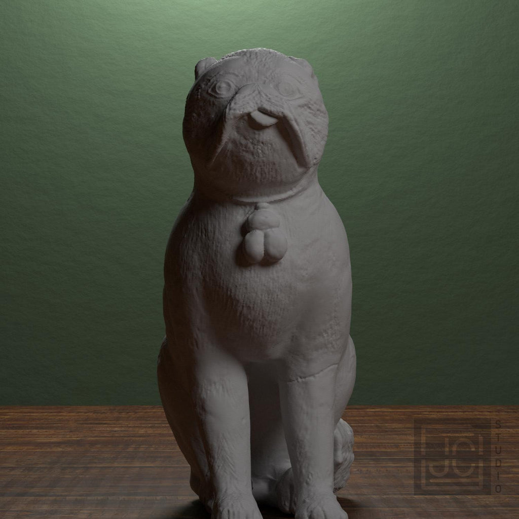Chinese Porcelain Pug Dog B (One of a Pair)