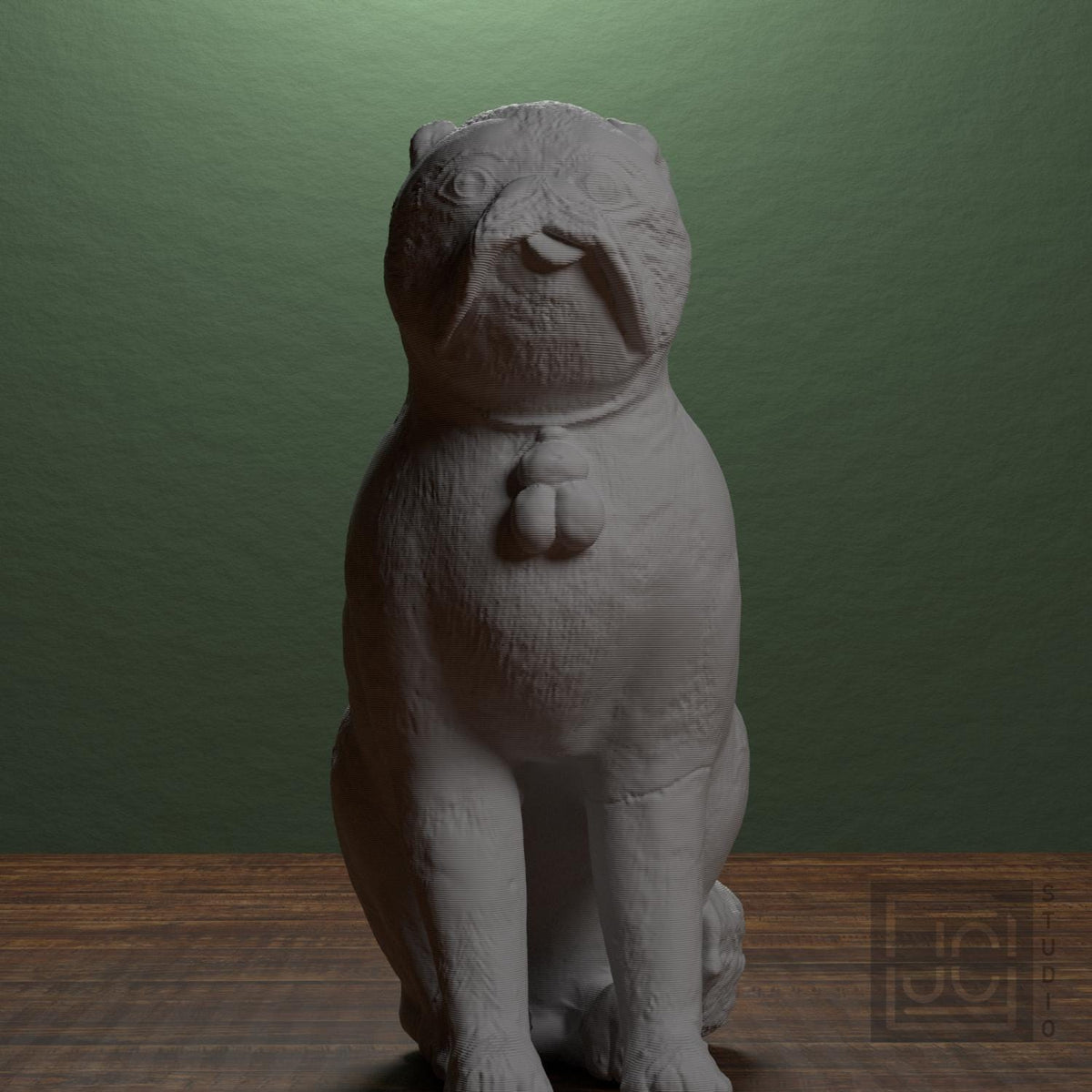 Chinese Porcelain Pug Dog B (One of a Pair)